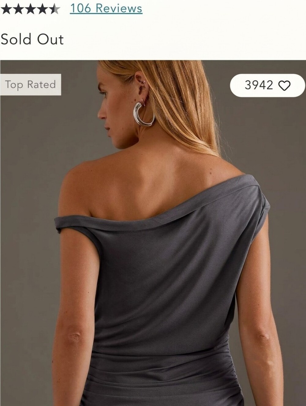 Pilcro One Shoulder Draped Sleeveless Top - Charcoal Gray - Picture 2 of 9